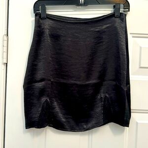 Super cute, black satin and lace mini skirt